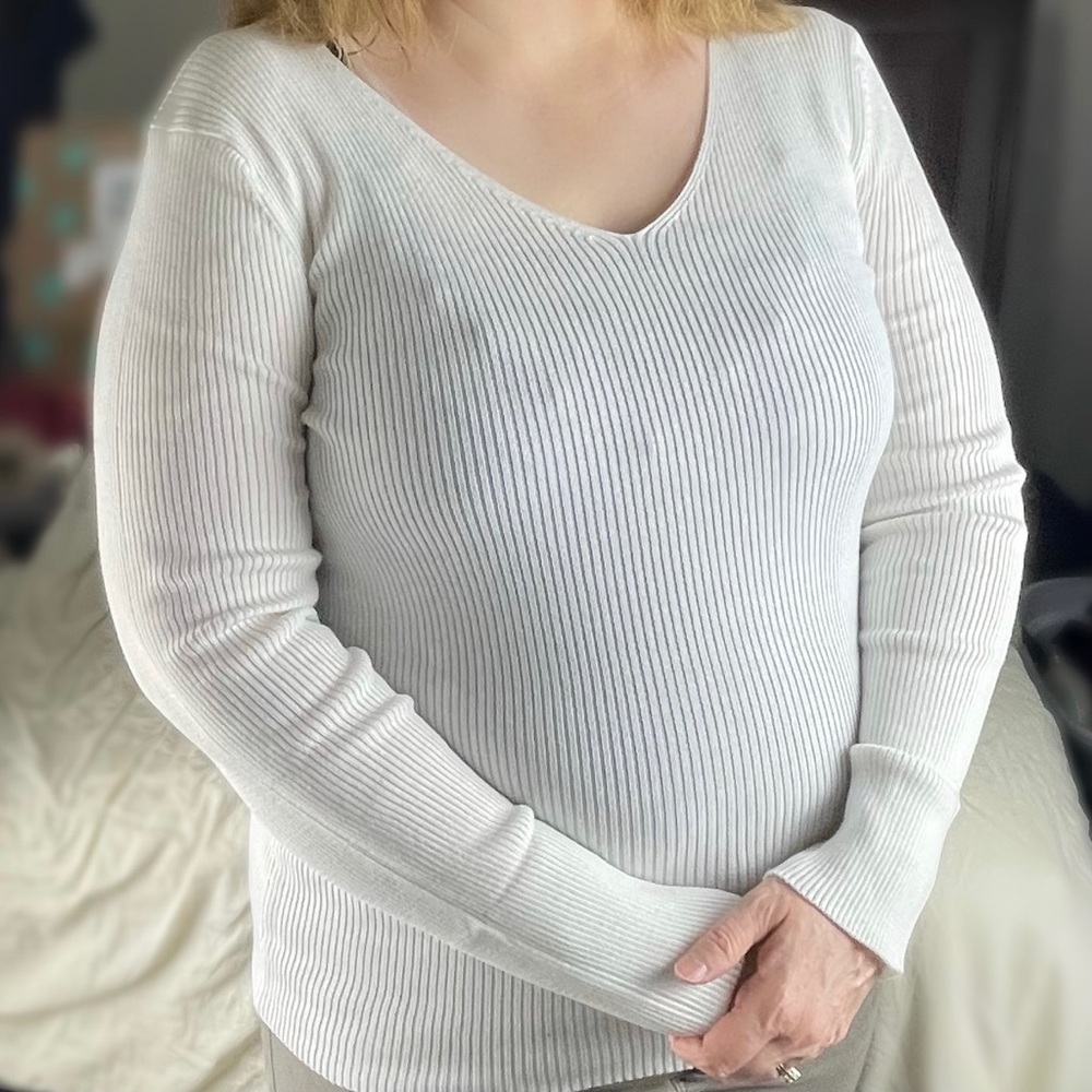 3/$30 ✨NEW✨ Plus White Ribbed Sweater - 3X